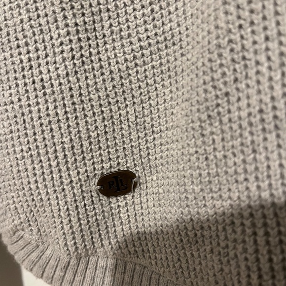 LAUREN RALPH LAUREN 100% Cotton Gray Waffle Knit Cowl Neck Sweater, Size Large - Picture 6 of 7